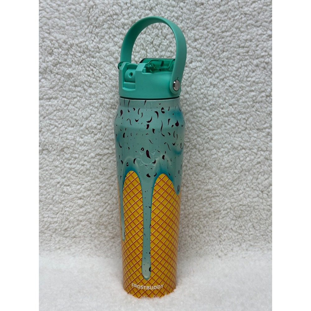 FrostBuddy Sport Buddy Water Bottle‎ Mint Chocolate Chip Ice Cream Cone 24oz
